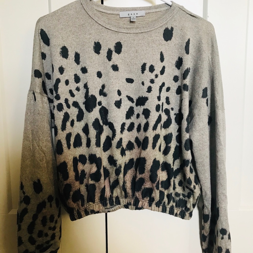 Leopard Print Long Sleeve Crop Top